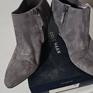 Cole Haan Gray Suede Ankle Boots